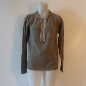 NWD Womens SOH 100% Cashmere Gray Tie-Neck Sweater S *